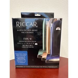 NEW Set of 2 Riccar RWH-6 Genuine HEPA Type W Bags Box of 6 Brilliance Vacuum